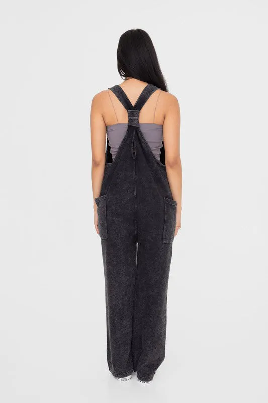 MQTIME  -  Mono B Mineral-Washed V Neck Overalls with Pockets