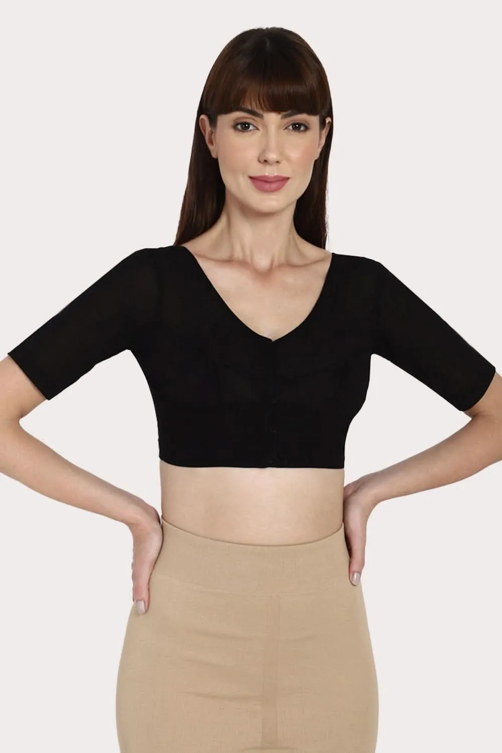 Naidu Hall Round neck long sleeve blouse - Black