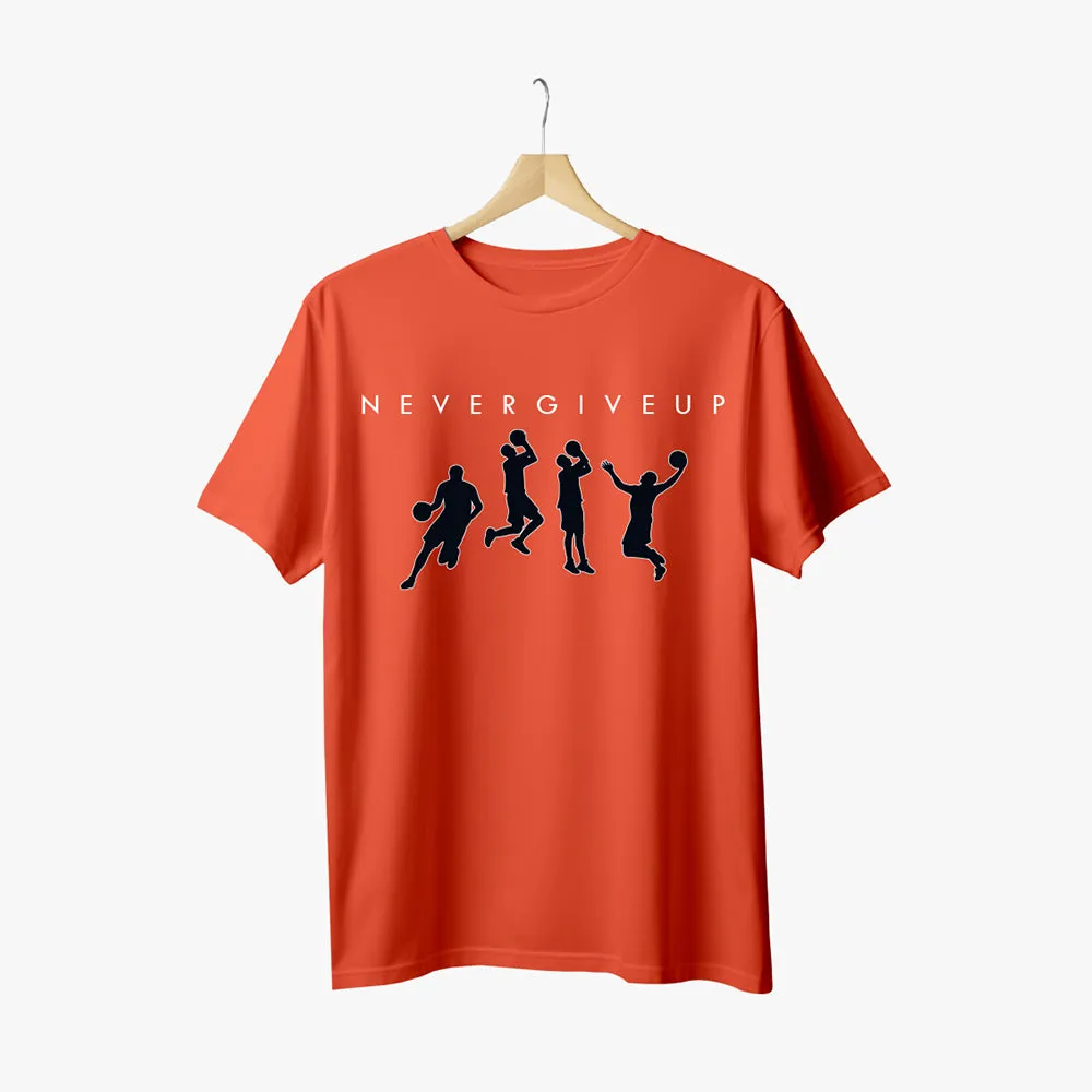 Never Give Up Graphic Printed Regular Fit T-Shirt for Men| Organic Cotton T-Shirt