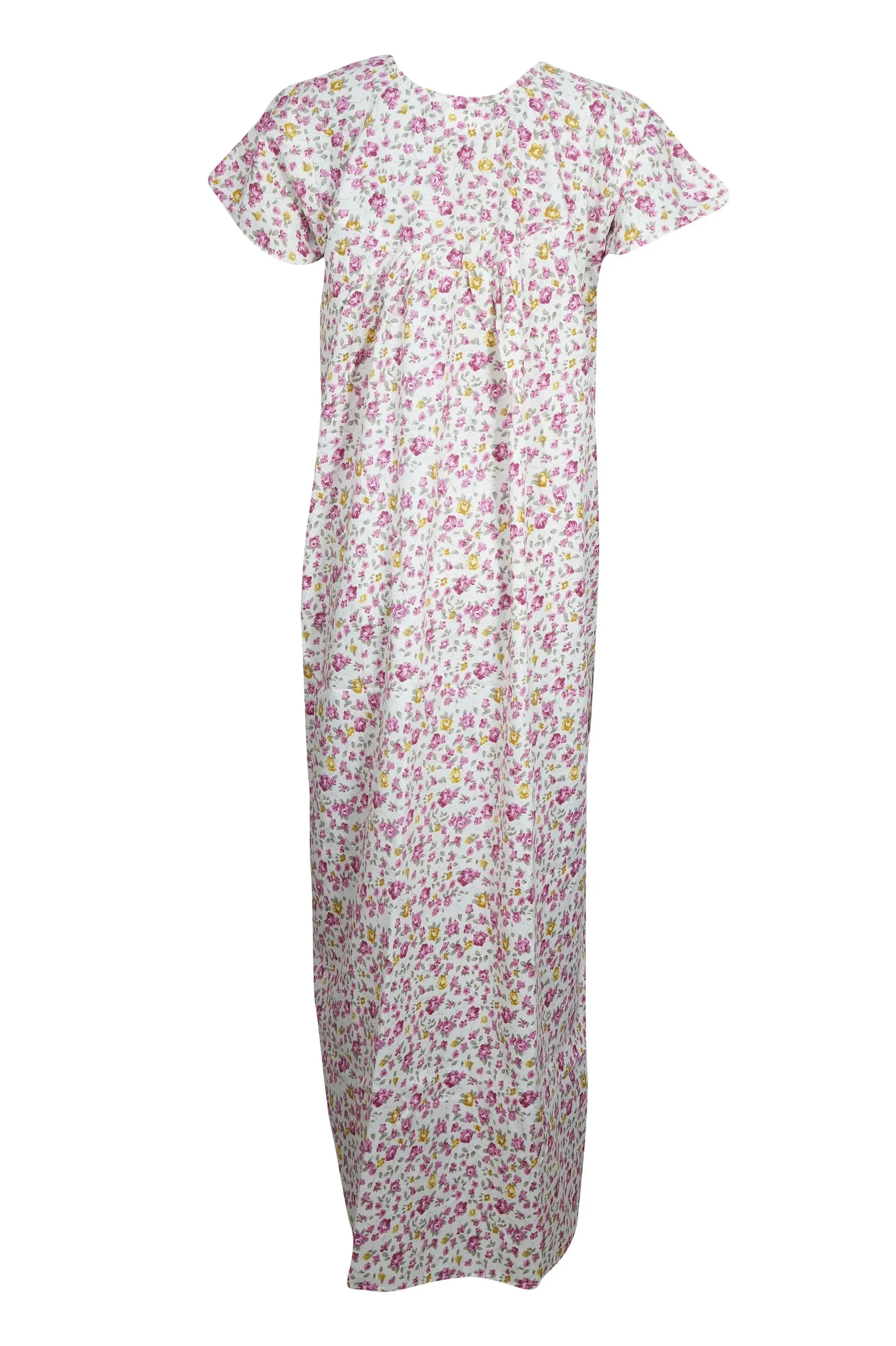 Nightgown Caftan Dress, Kaftan, Pink White Floral Printed L