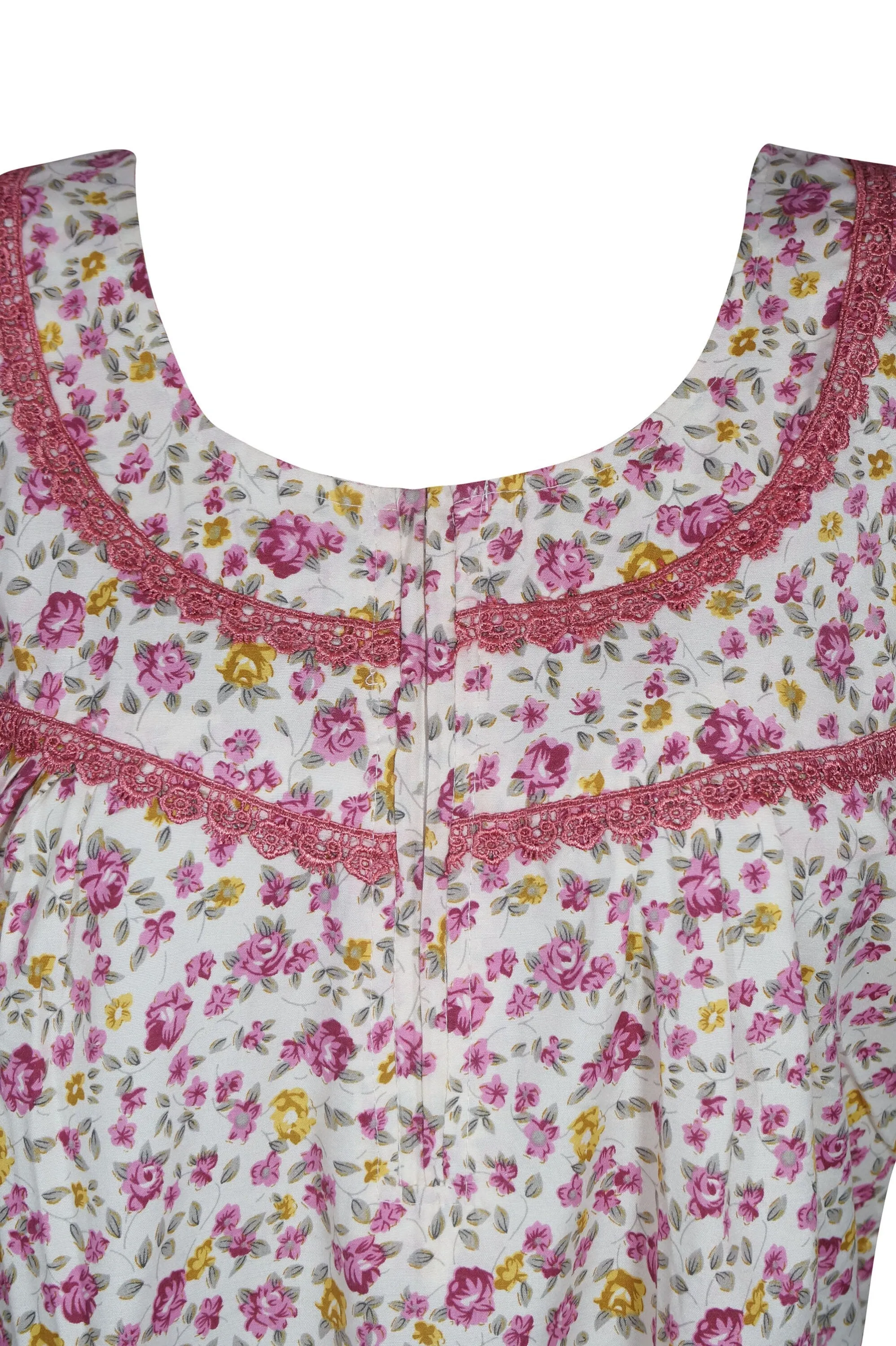 Nightgown Caftan Dress, Kaftan, Pink White Floral Printed L