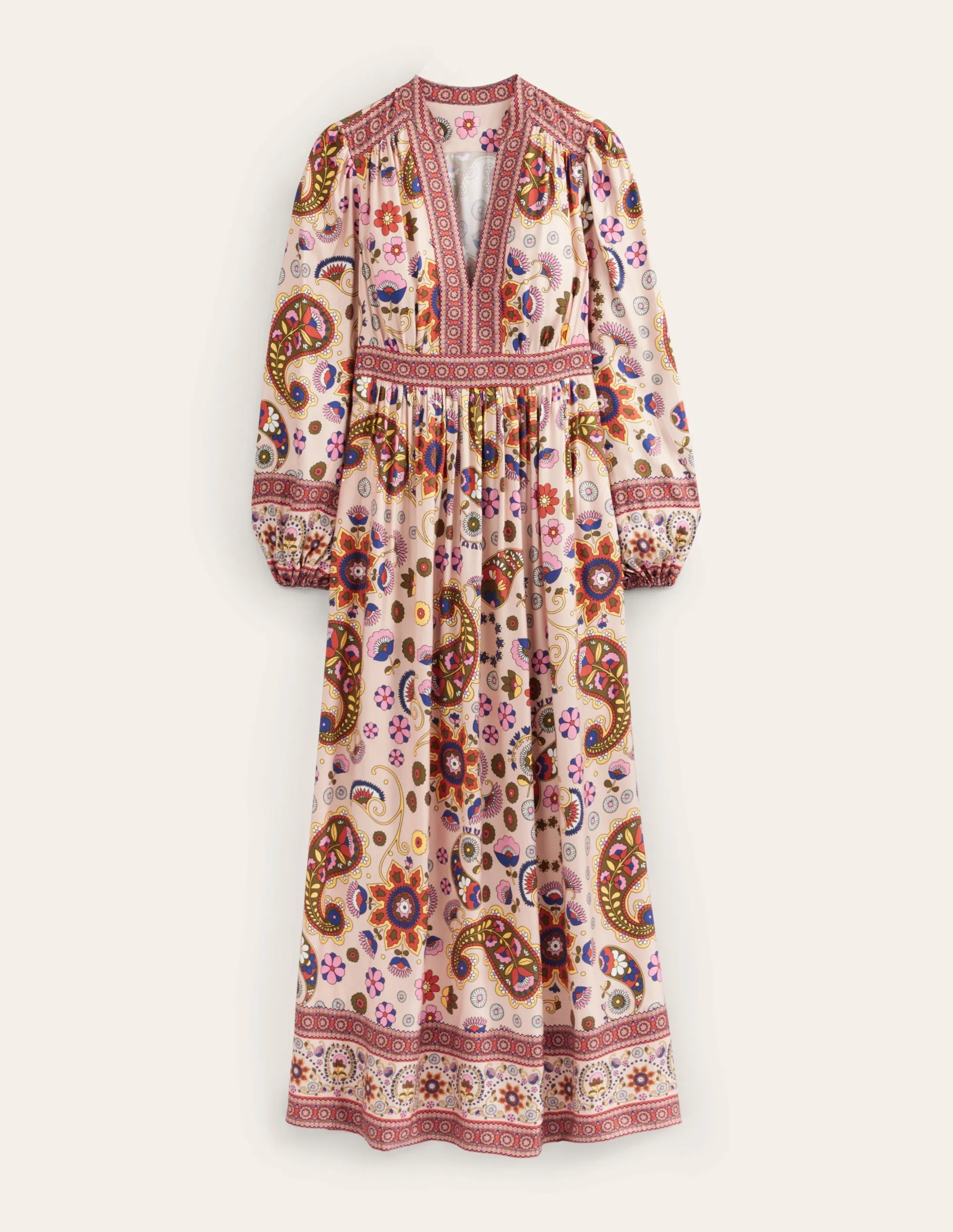Notch Neck Maxi Dress-Popcorn, Passion Floret
