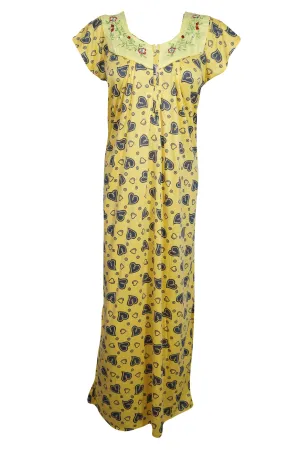 ohemian Caftan Dresses, Kaftan Maxi Dress, Soft Yellow Lounge Resort Wear,  M