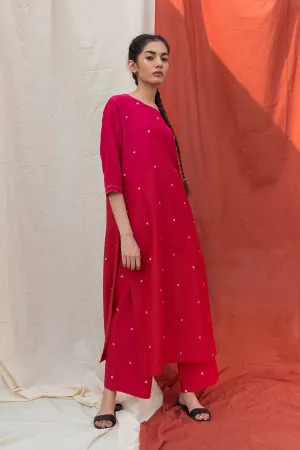 Ombre Red & Pink Bandhani Kurta