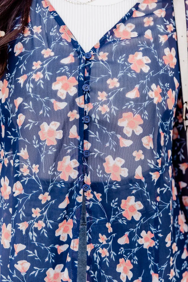 On My Own Time Navy Floral Kimono FINAL SALE