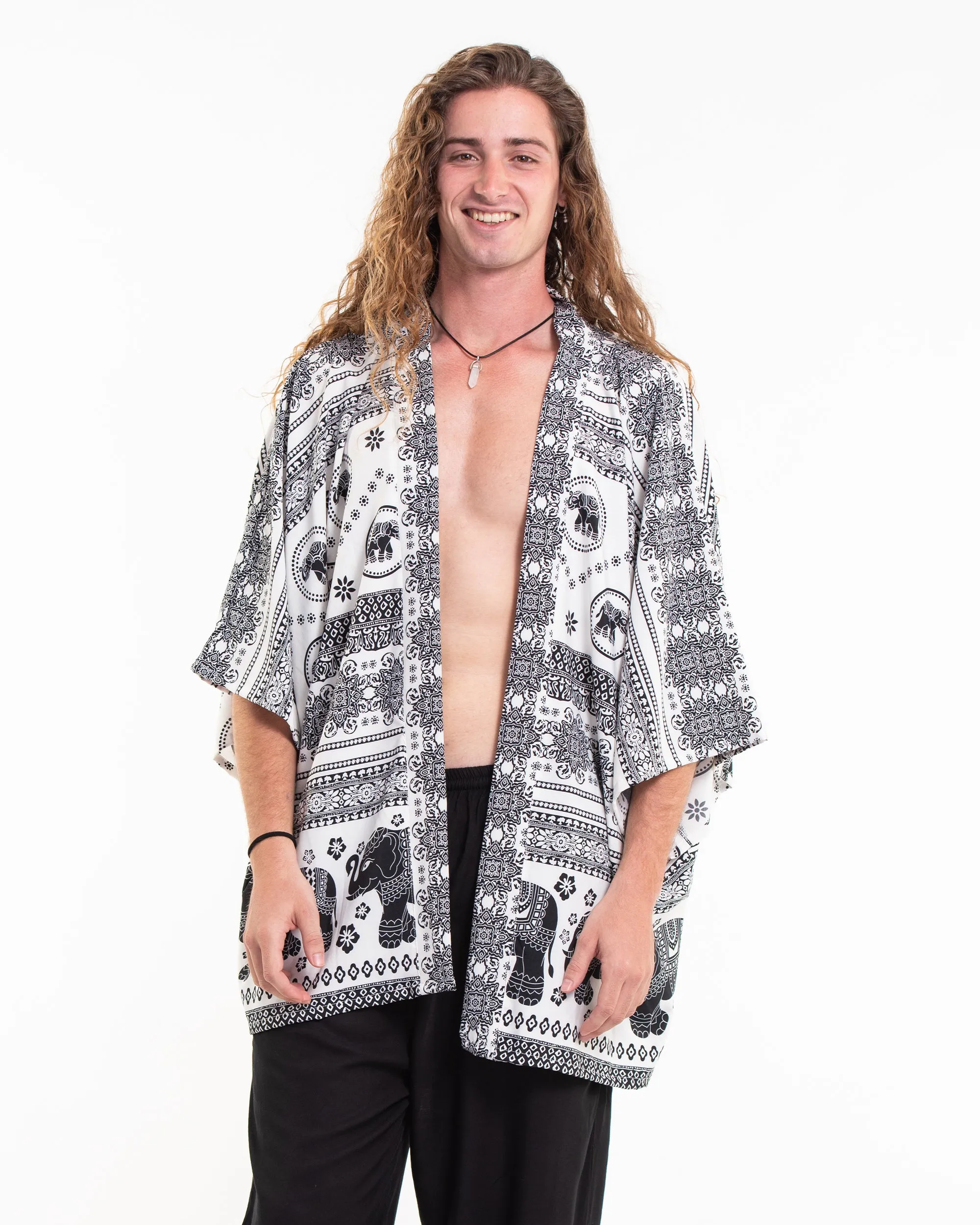 Parade Elephant Kimono Cardigan in White