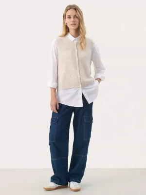 Part Two Pimira knitted button waistcoat Birch Melange