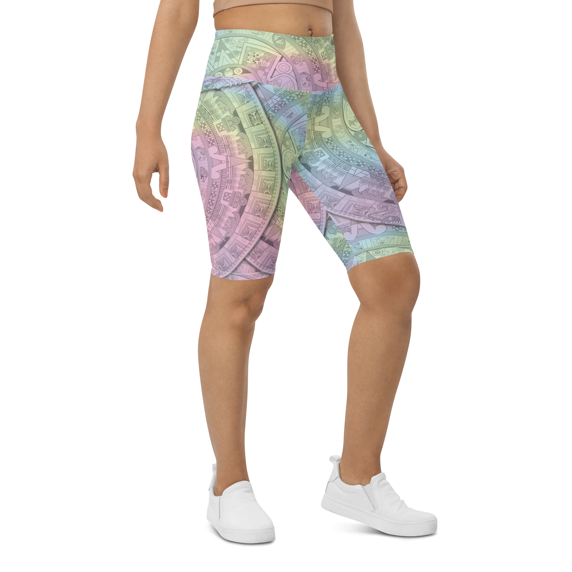 Pastel Aztec Calendar - Bike Shorts