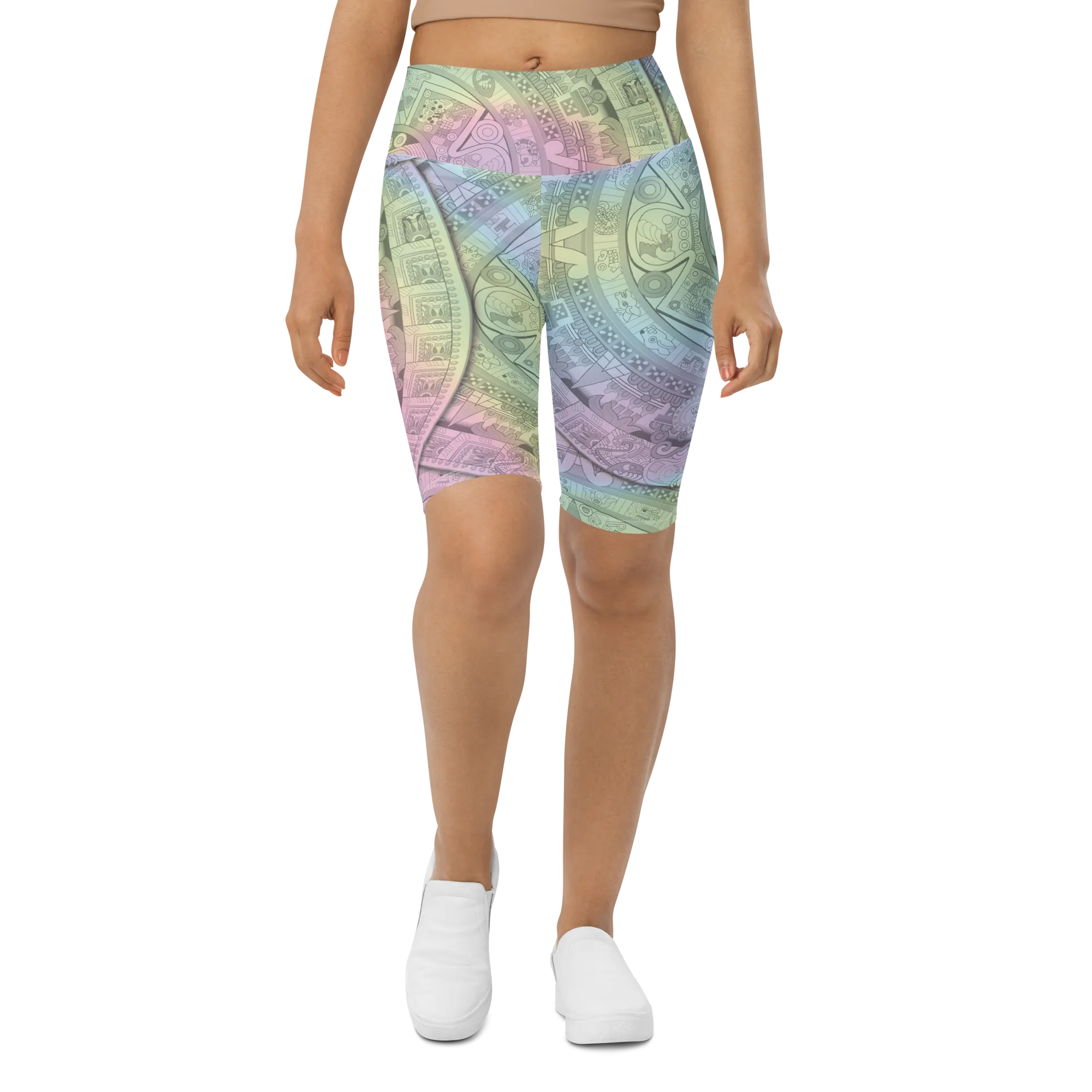 Pastel Aztec Calendar - Bike Shorts