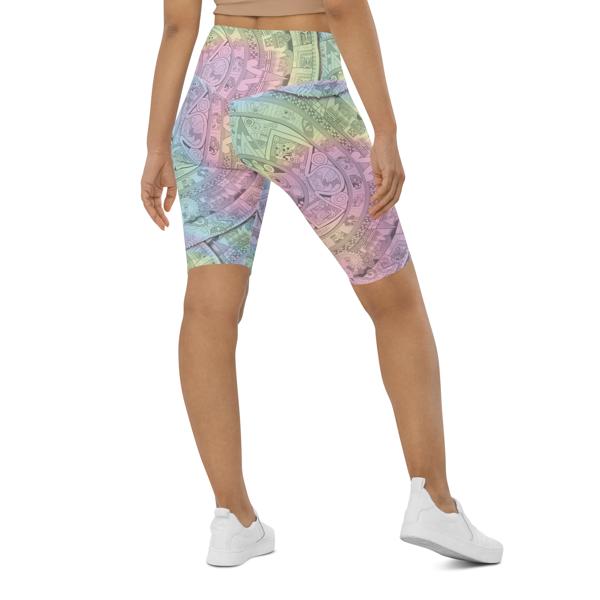 Pastel Aztec Calendar - Bike Shorts