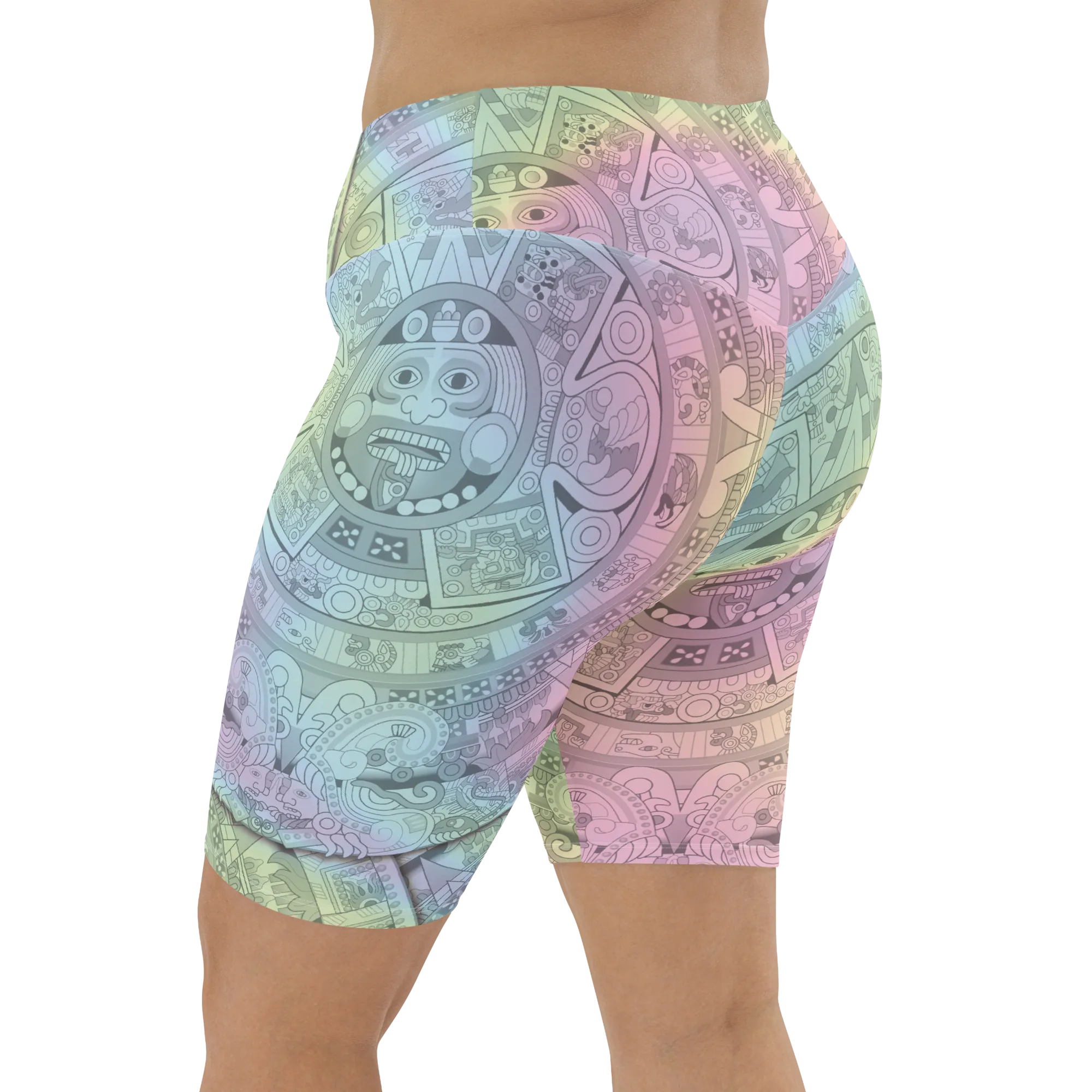 Pastel Aztec Calendar - Bike Shorts