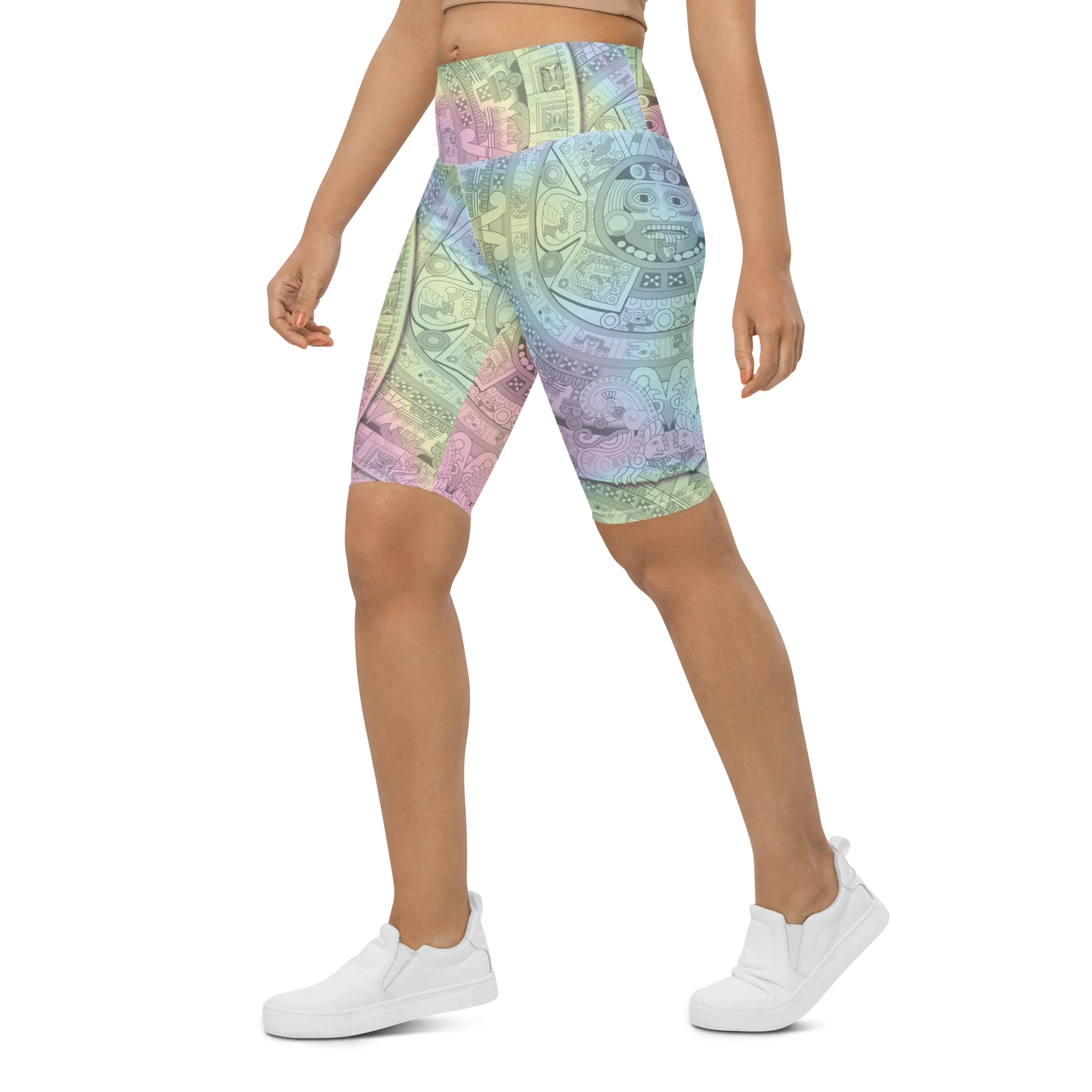 Pastel Aztec Calendar - Bike Shorts
