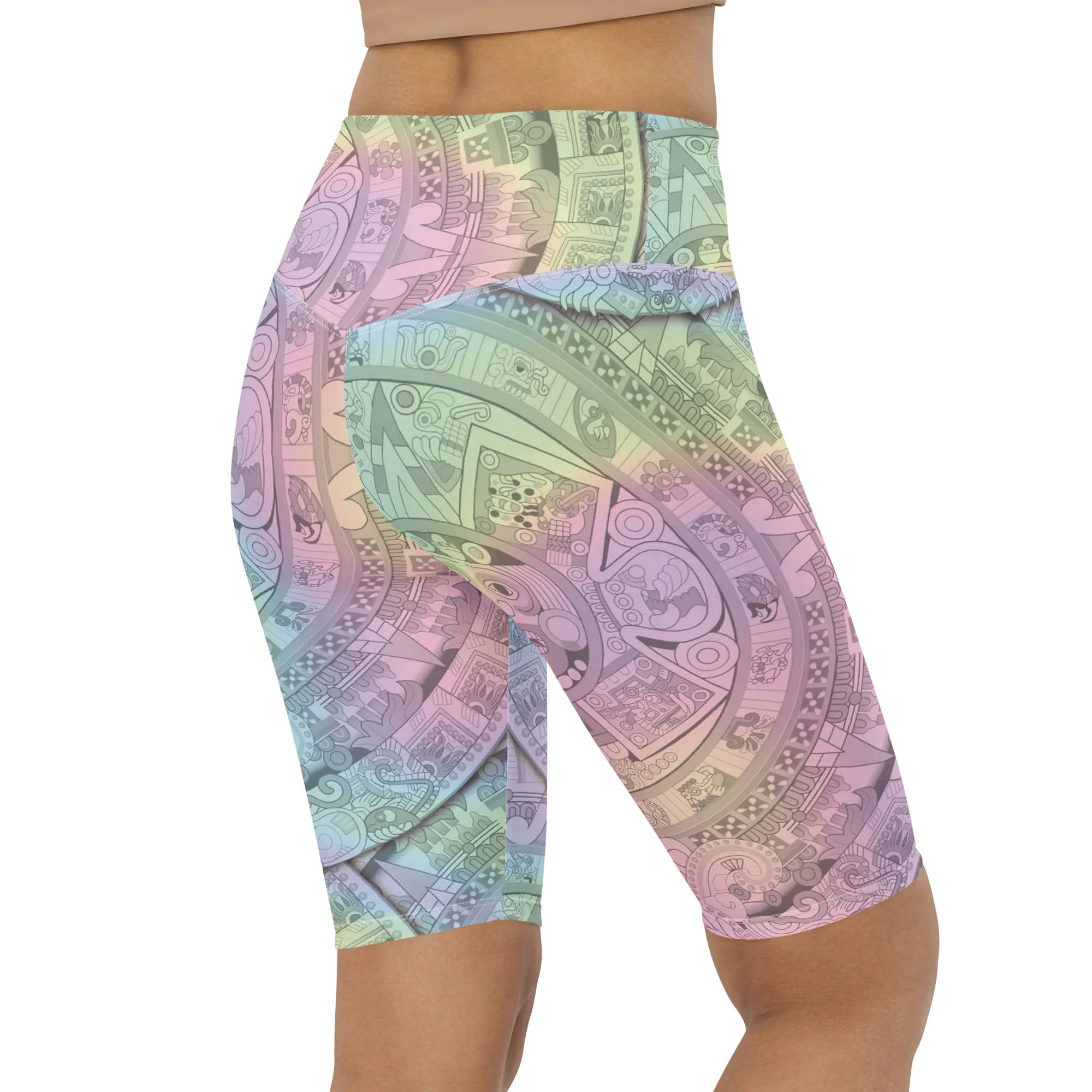 Pastel Aztec Calendar - Bike Shorts