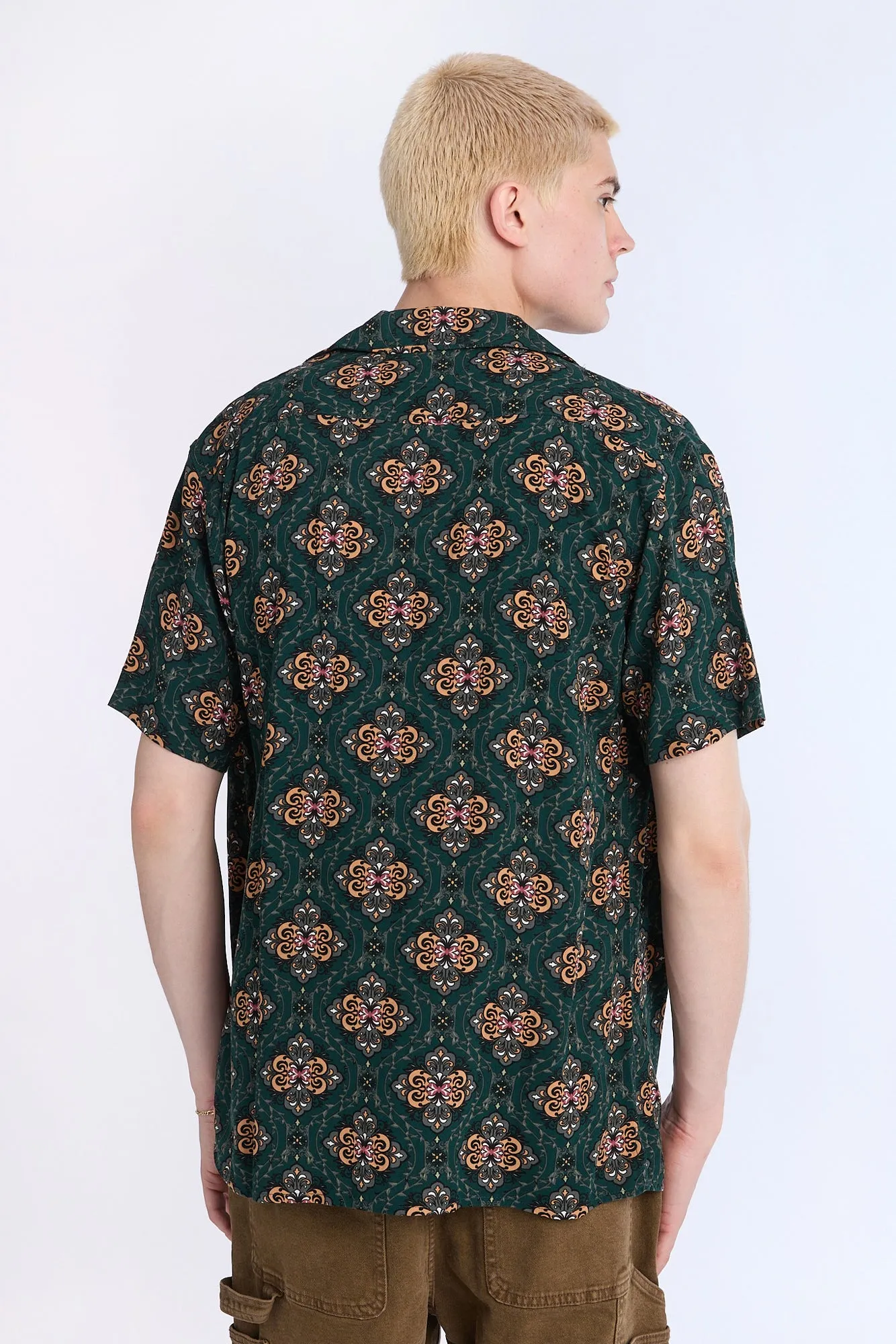 Patterned Graphic Short Sleeve Resort Shirt