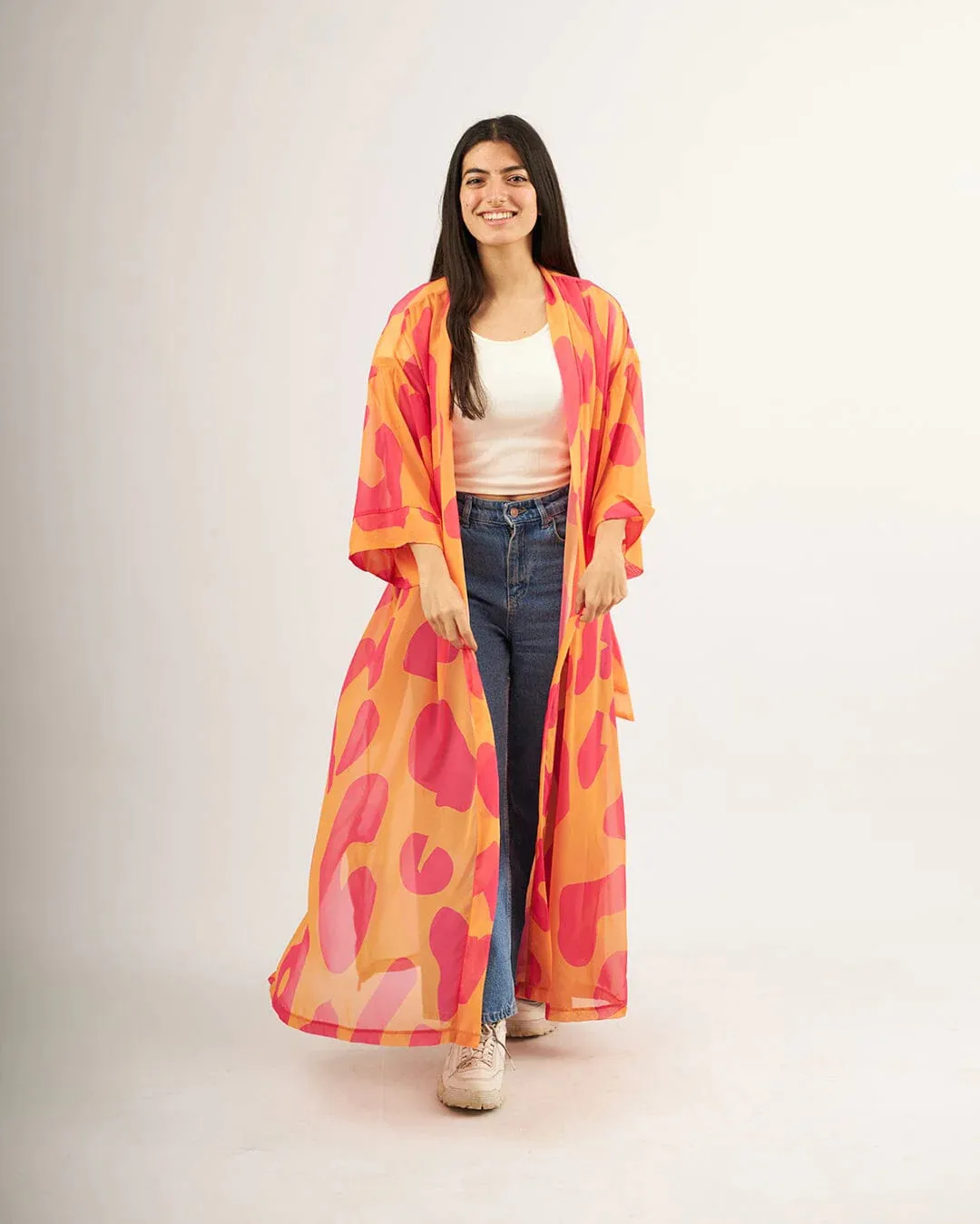 Pink Giraffe - Chiffon Kimono - The Makeovr