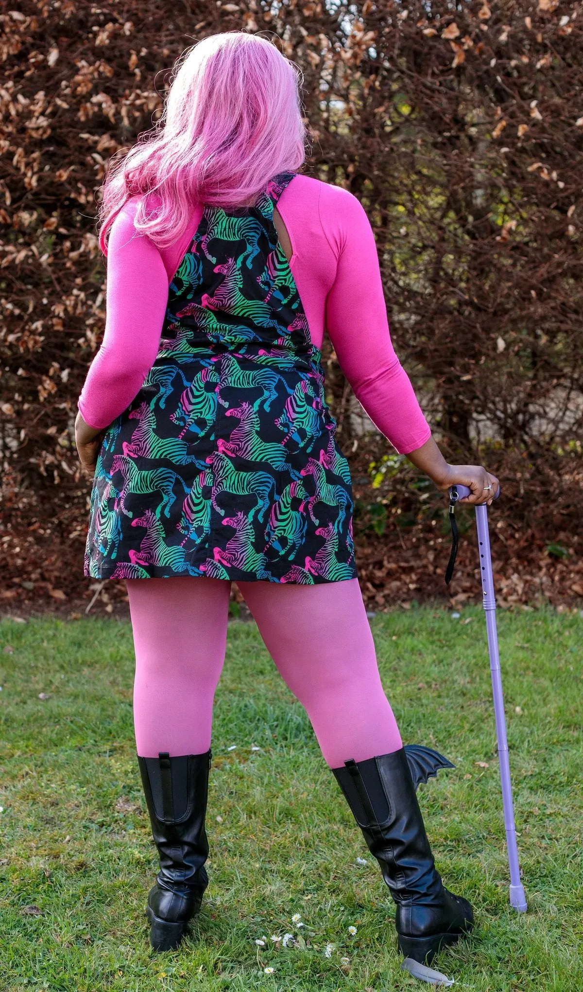 Rainbow Zebra Print Dungaree Pinafore Dress by Run and Fly