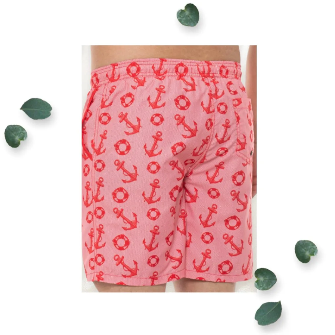 Red Anchor Swim Trunks Men's