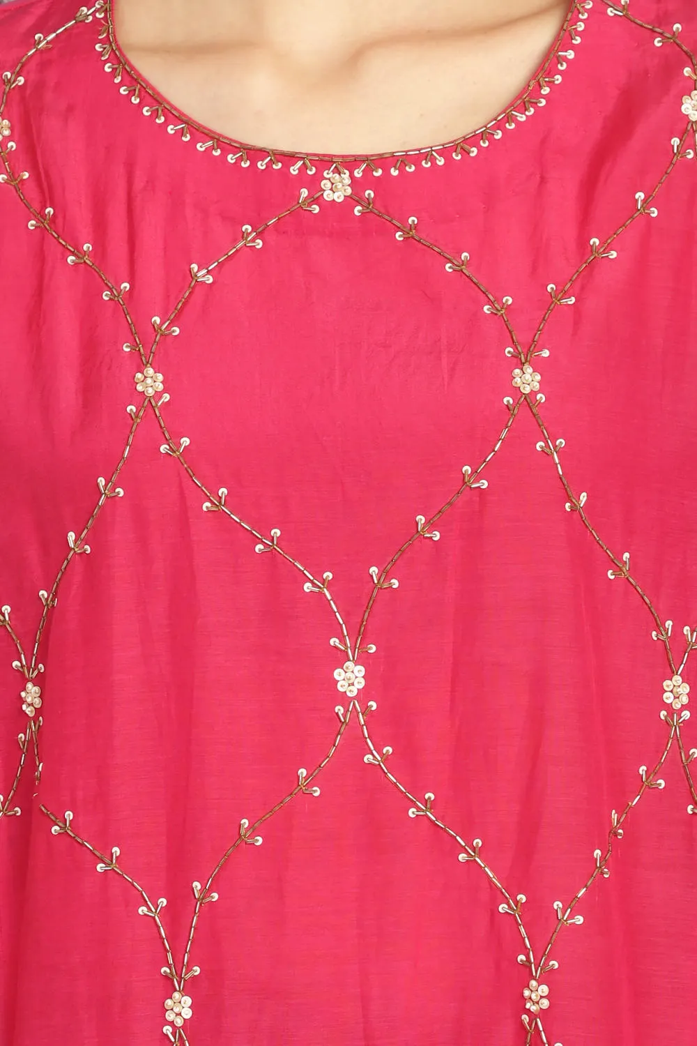 Red Jharokha  Kurta Co-ord