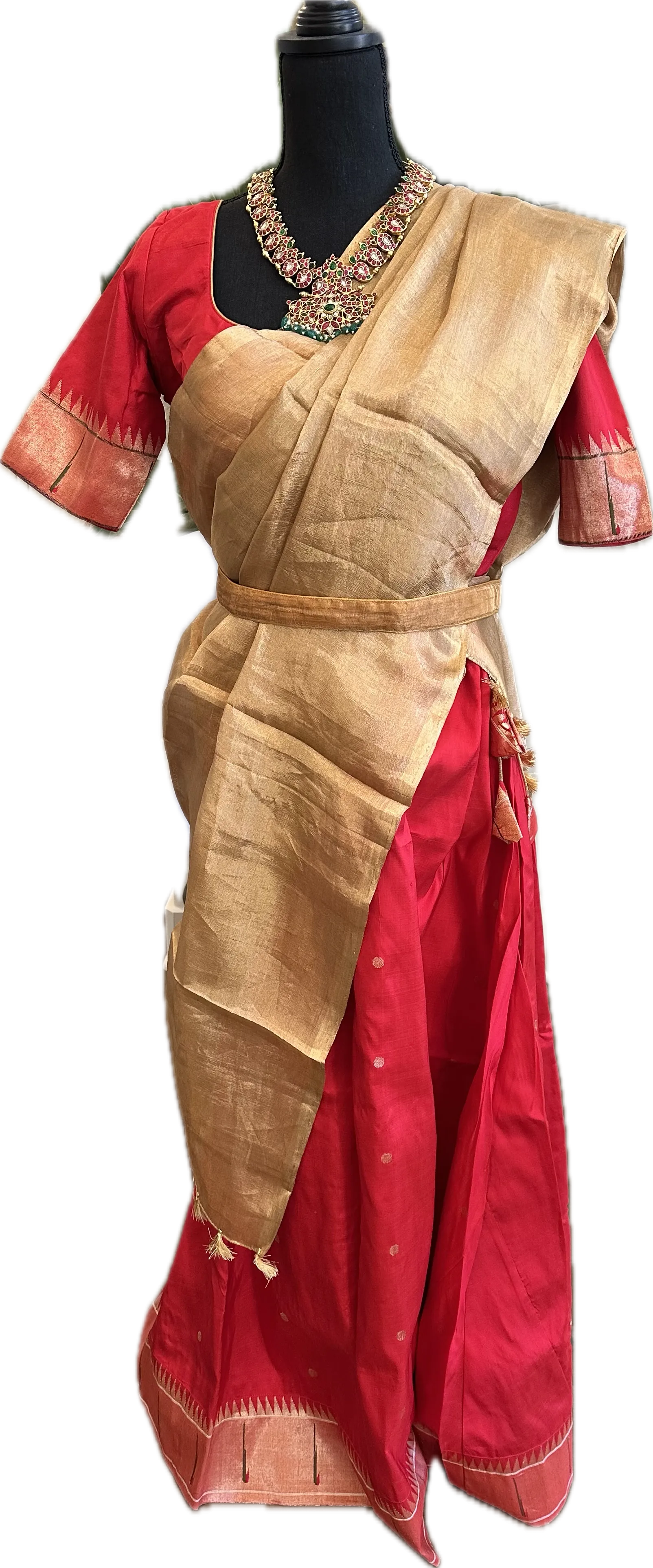 Red Pure Paithani pattu  pavadai lehenga gold zari online usa weddings