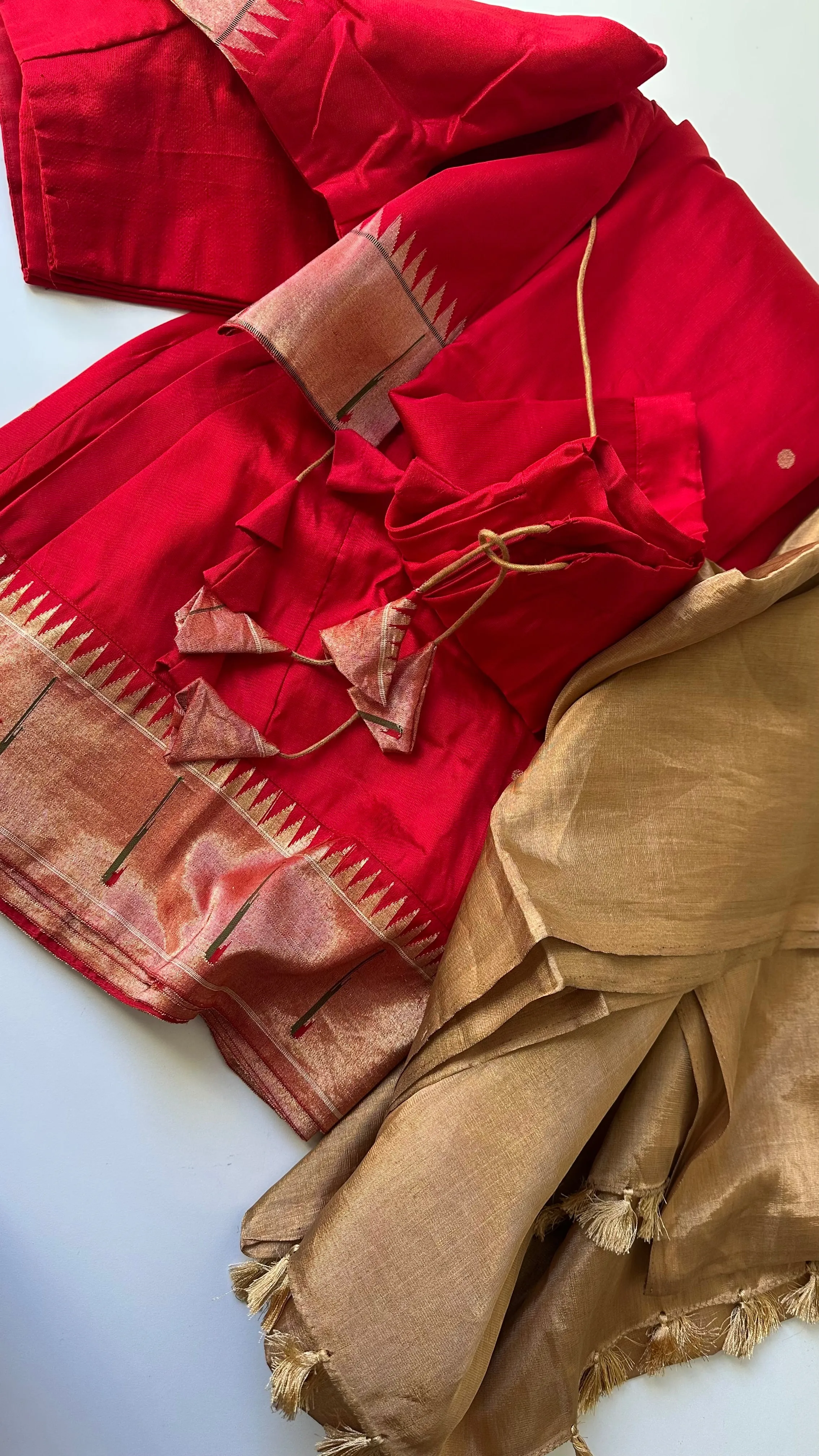 Red Pure Paithani pattu  pavadai lehenga gold zari online usa weddings