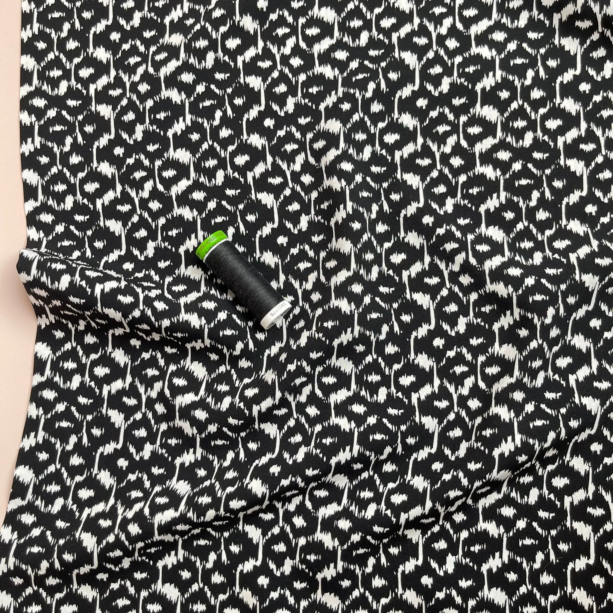 REMNANT 1.5 Metres - Black Honeycomb Viscose Fabric