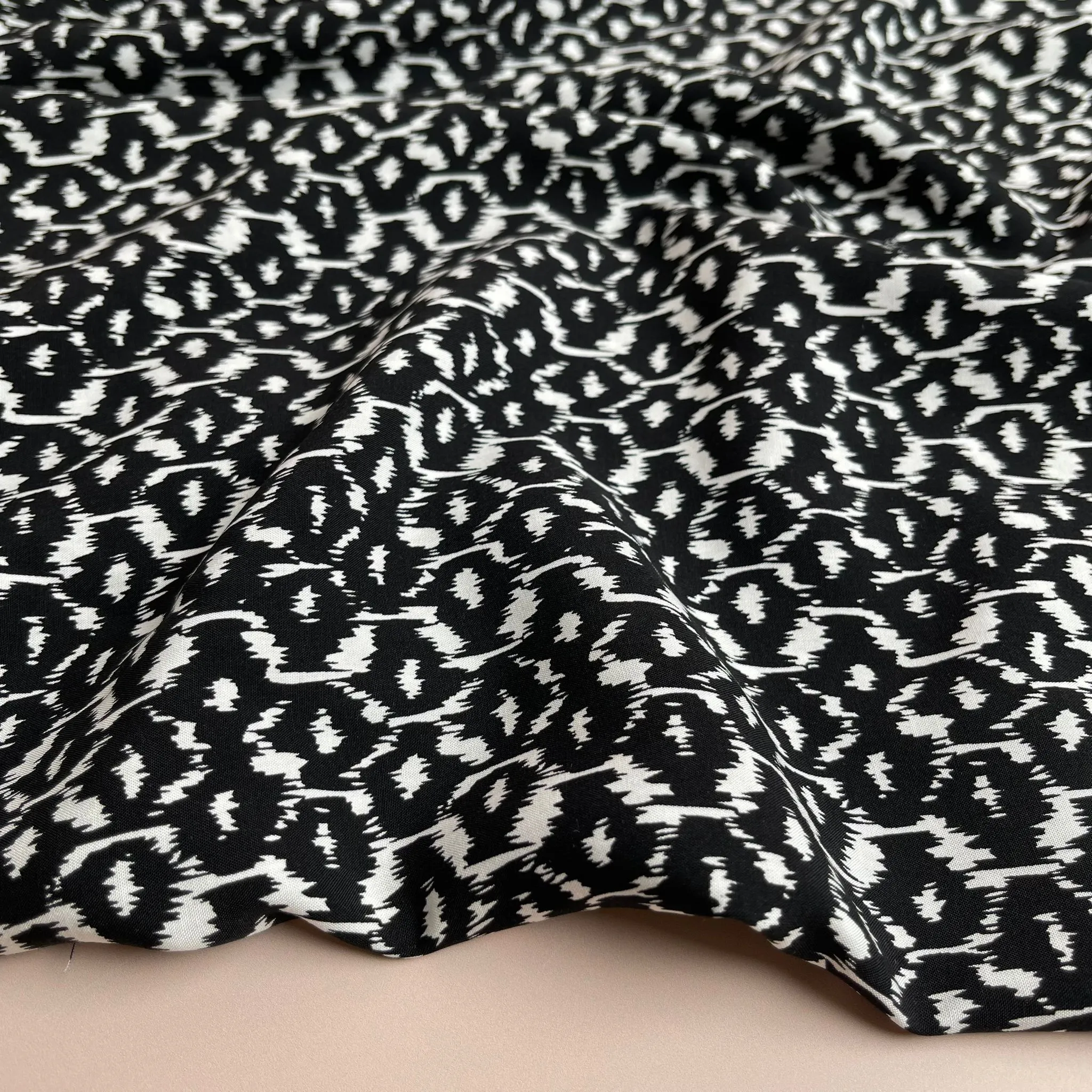 REMNANT 1.5 Metres - Black Honeycomb Viscose Fabric