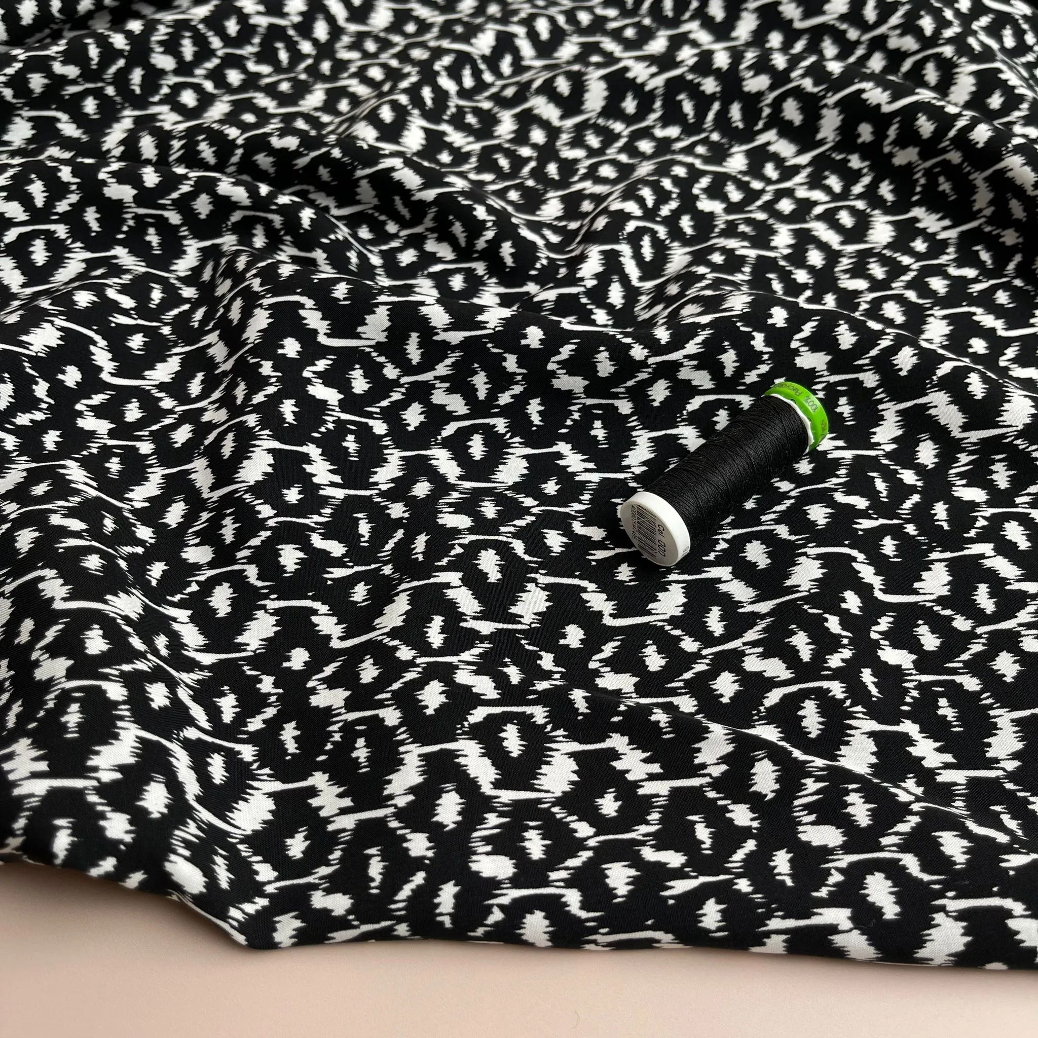 REMNANT 1.5 Metres - Black Honeycomb Viscose Fabric