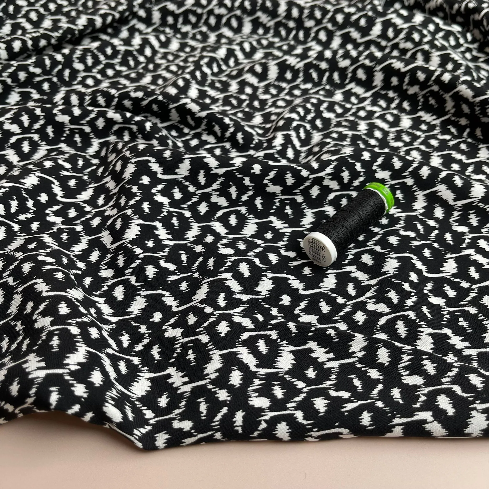 REMNANT 1.5 Metres - Black Honeycomb Viscose Fabric