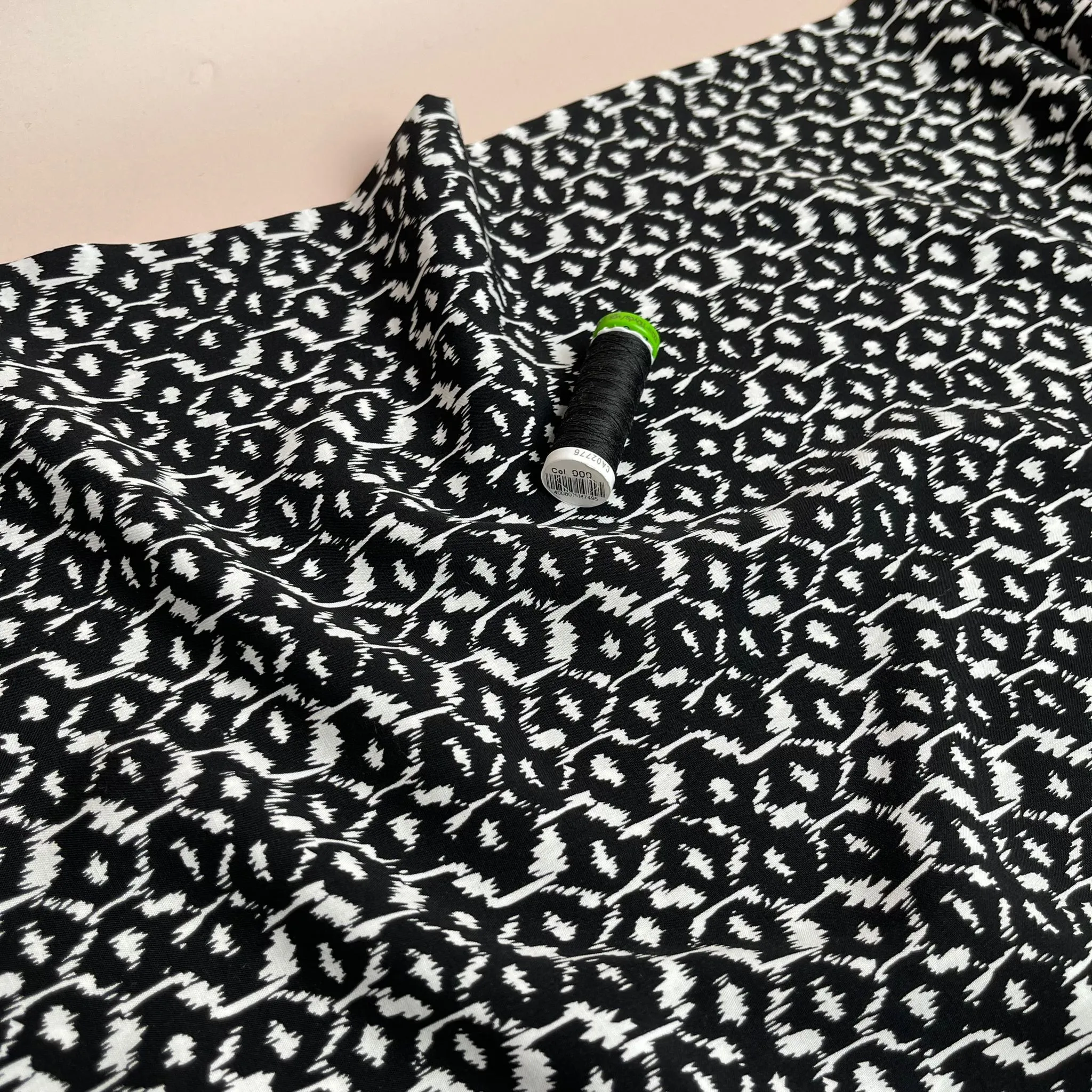 REMNANT 1.5 Metres - Black Honeycomb Viscose Fabric