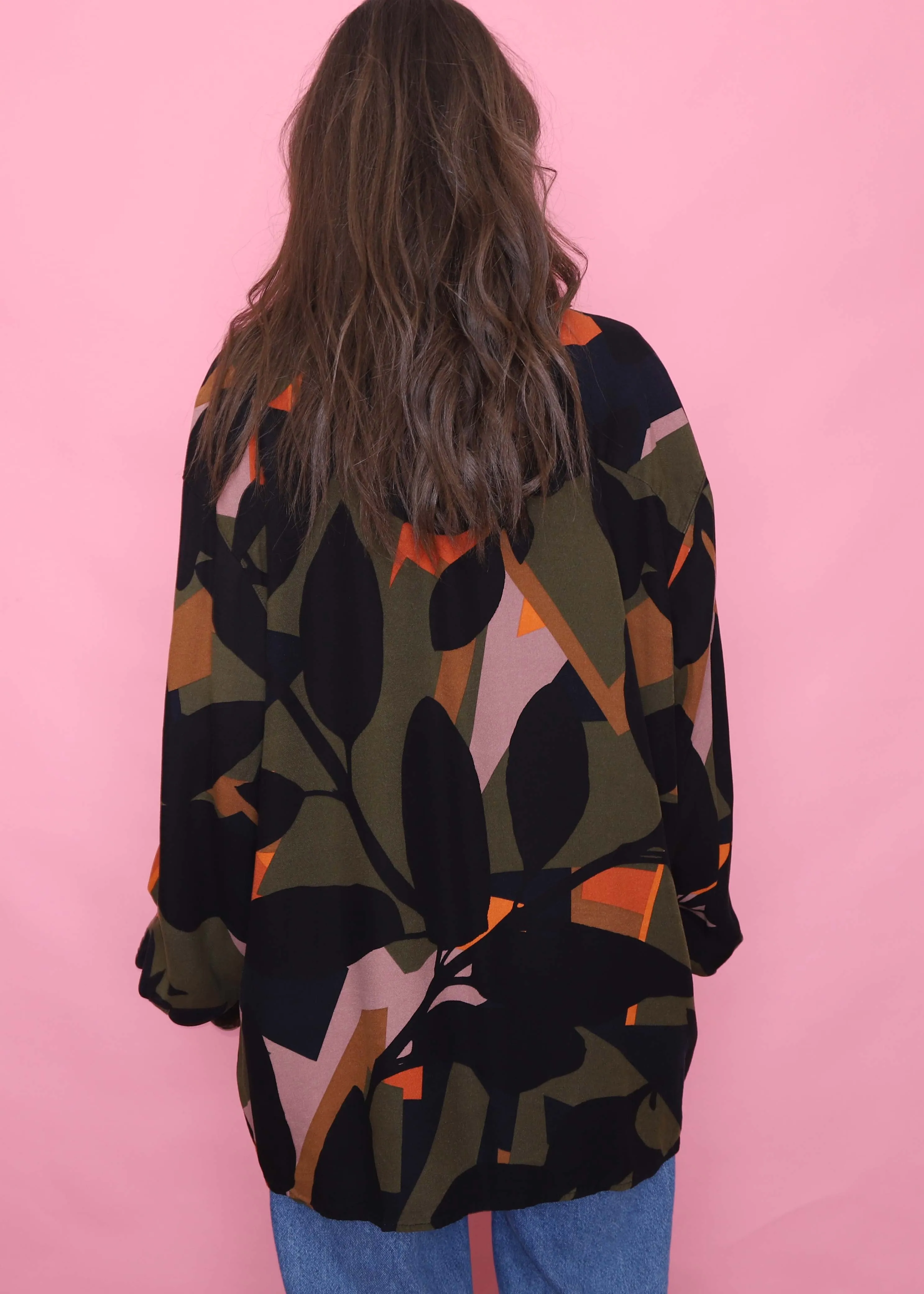 Retro Patterned Long Sleeve Shirt