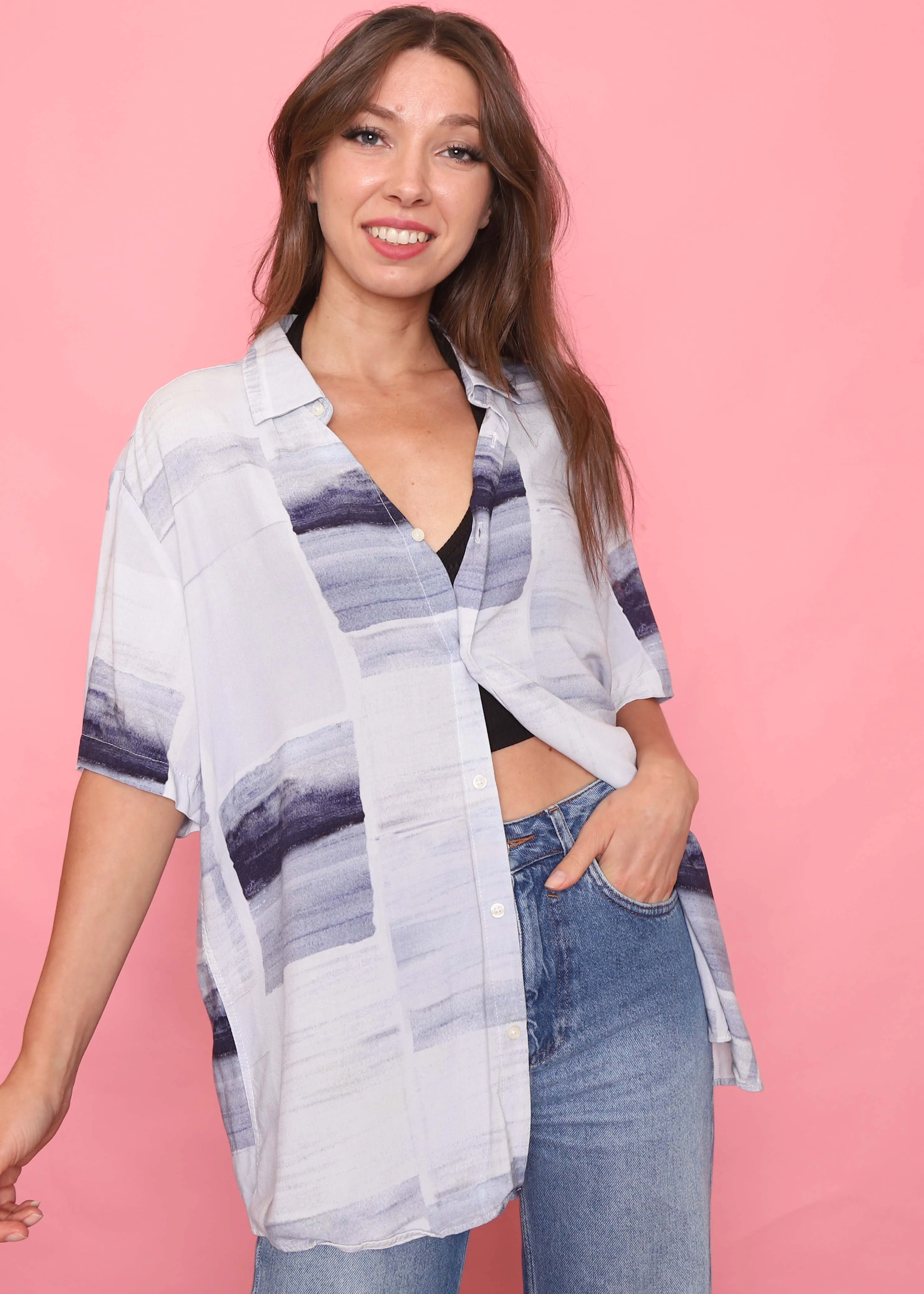 Retro Patterned Short Sleeve Shirt