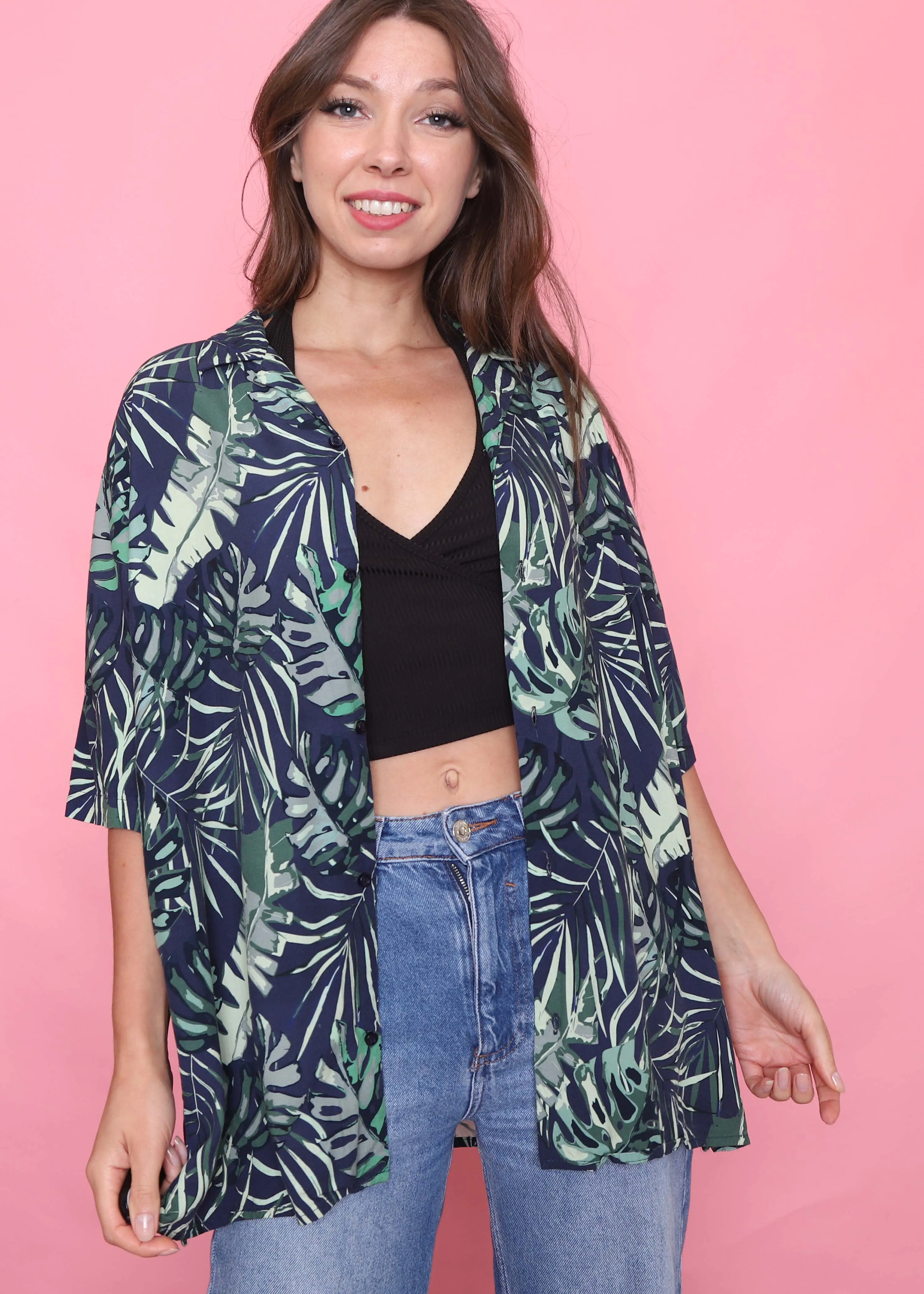 Retro Tropical Patterned Short Sleeve Shirt