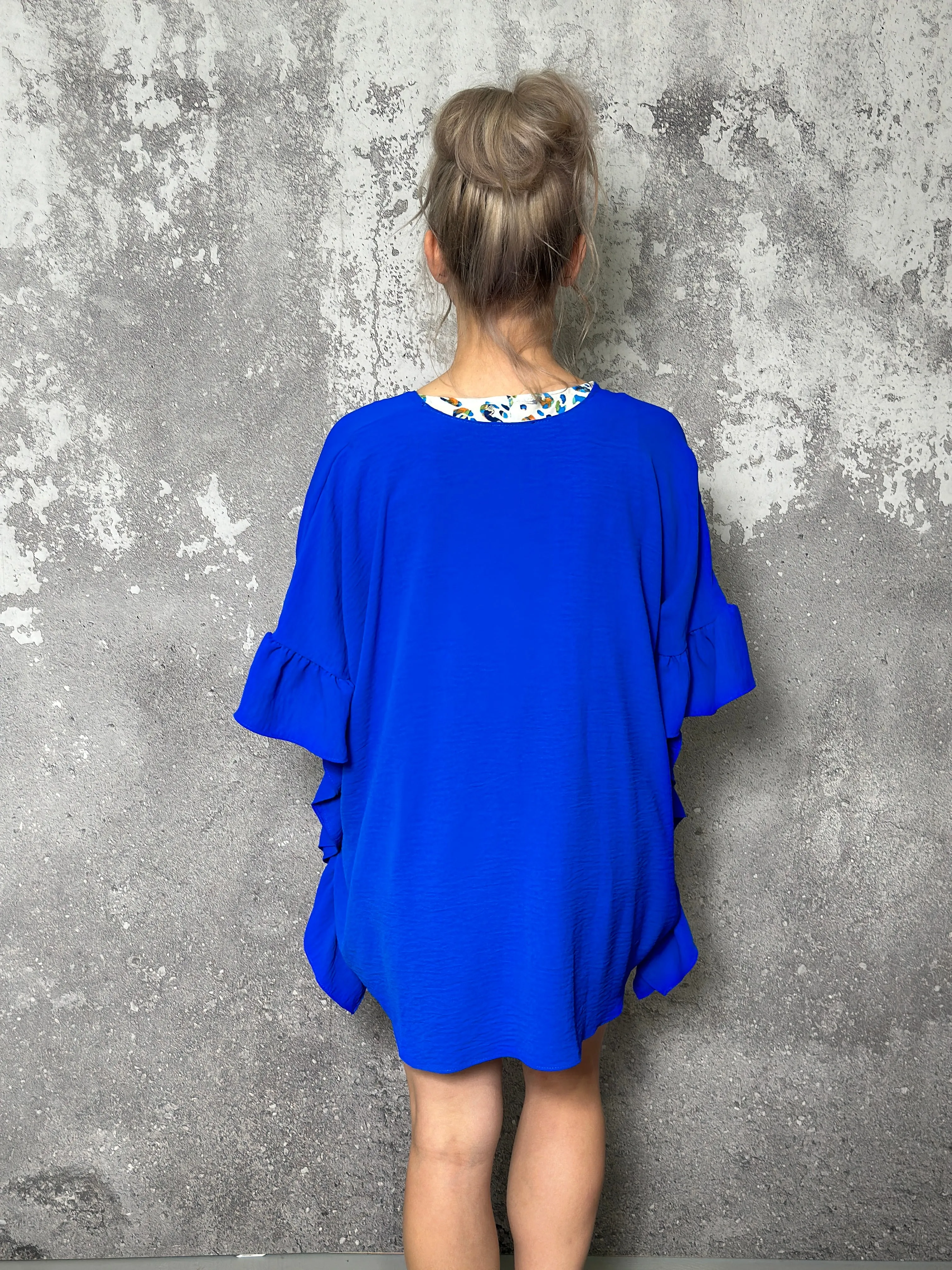 Ruffle Kimono - Royal Blue (Small - 3X) FINAL SALE