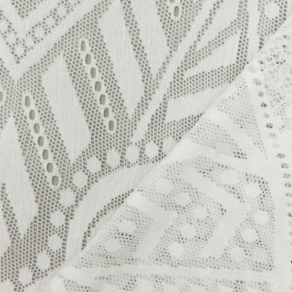 Salt Ivory Tribal Stretch Nylon Lace Knit Fabric