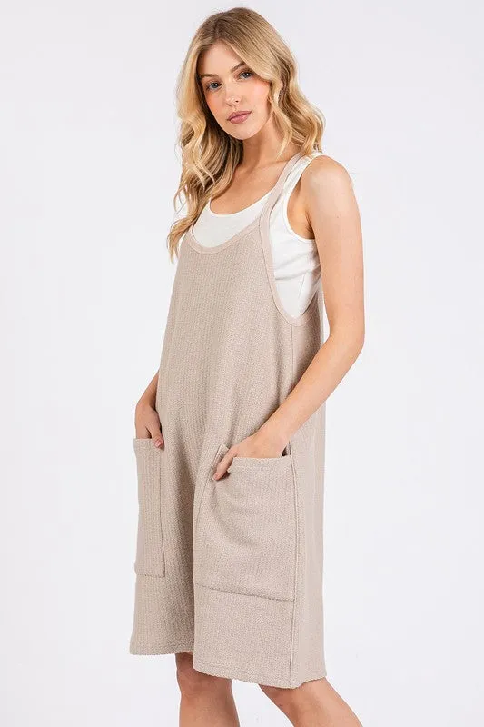 Scoop Neck Spaghetti Strap Overalls with Pockets