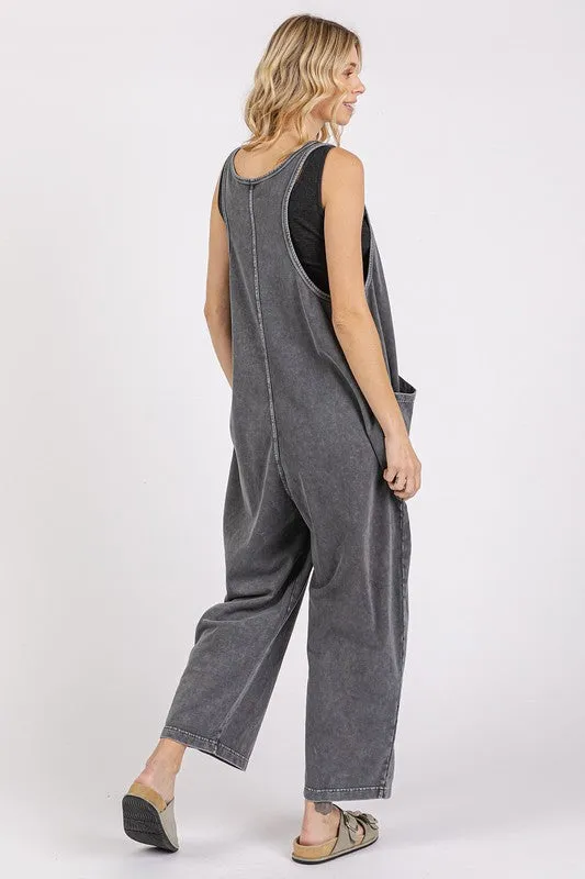 Scoop Neck Wide Leg Overalls