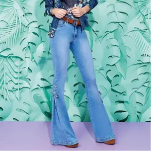 Sexy Plus Size Flare High Waist Denim Strap Pants