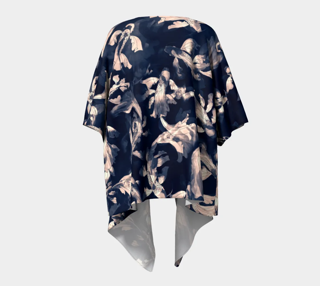 Sheer Kimono, Black Vintage Koi