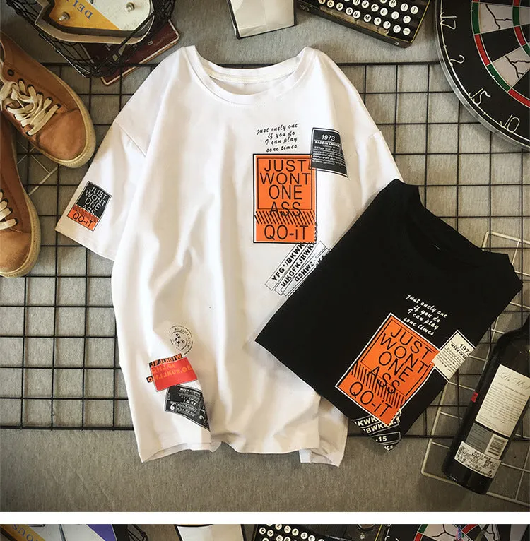 Short Sleeve T-Shirt Trendy INS Summer Mid-Length Tops Loose Half Sleeved T-Shirt