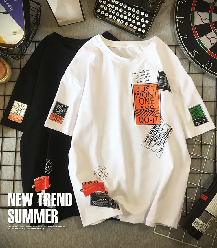 Short Sleeve T-Shirt Trendy INS Summer Mid-Length Tops Loose Half Sleeved T-Shirt