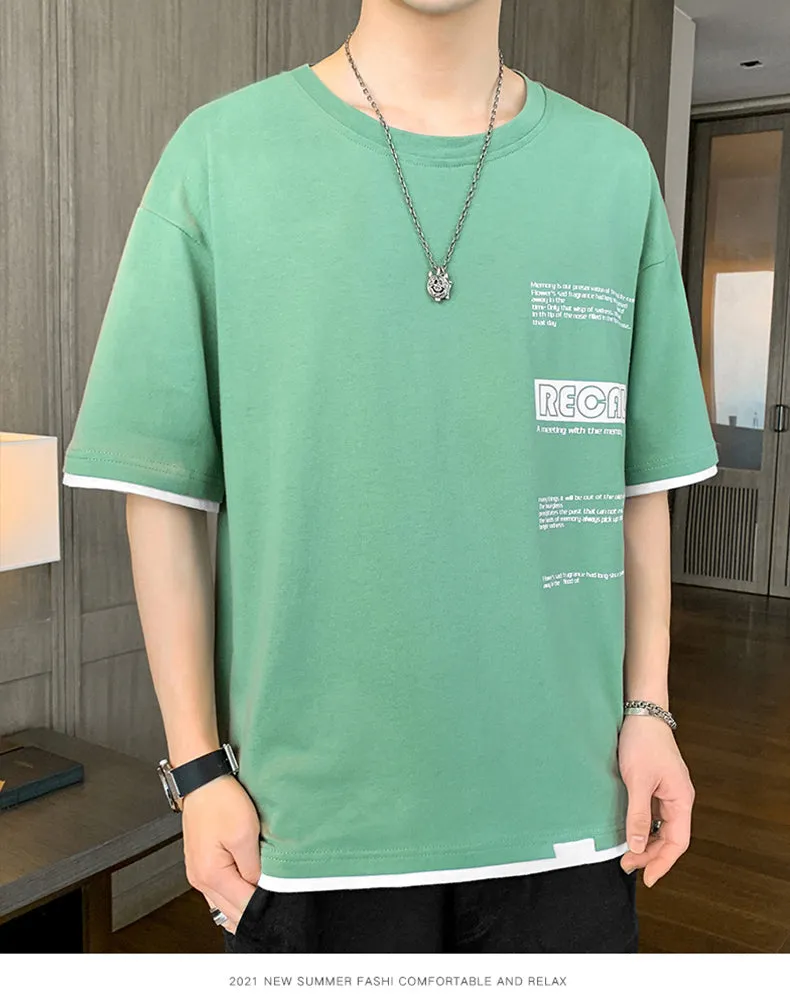 Short Sleeve T-Shirt Trendy Summer Half Sleeved Silk Tops Couple T-Shirt