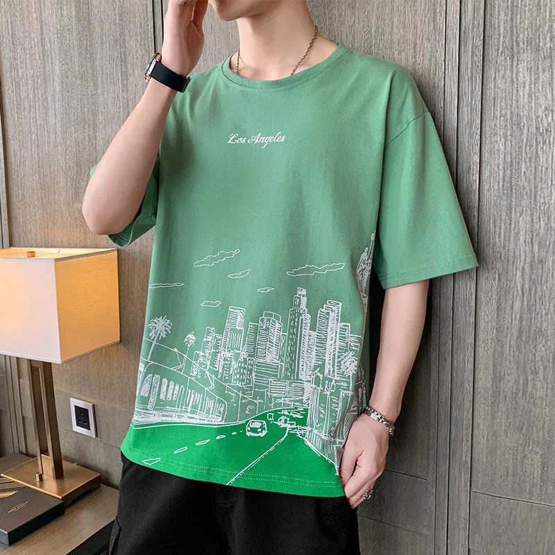 Short Sleeve T-Shirt Trendy Summer Half Sleeved Silk Tops Couple T-Shirt