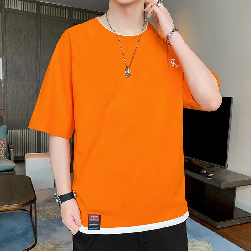 Short Sleeve T-Shirt Trendy Summer Half Sleeved Silk Tops Couple T-Shirt