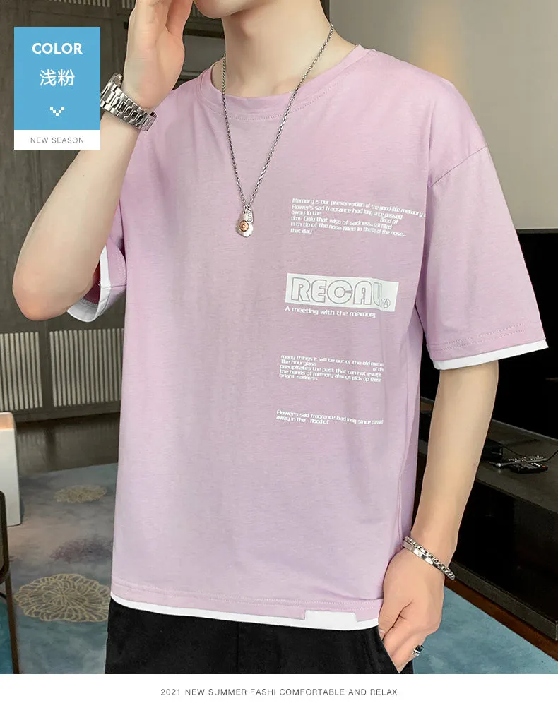 Short Sleeve T-Shirt Trendy Summer Half Sleeved Silk Tops Couple T-Shirt