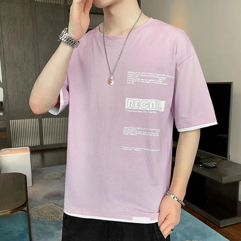 Short Sleeve T-Shirt Trendy Summer Half Sleeved Silk Tops Couple T-Shirt