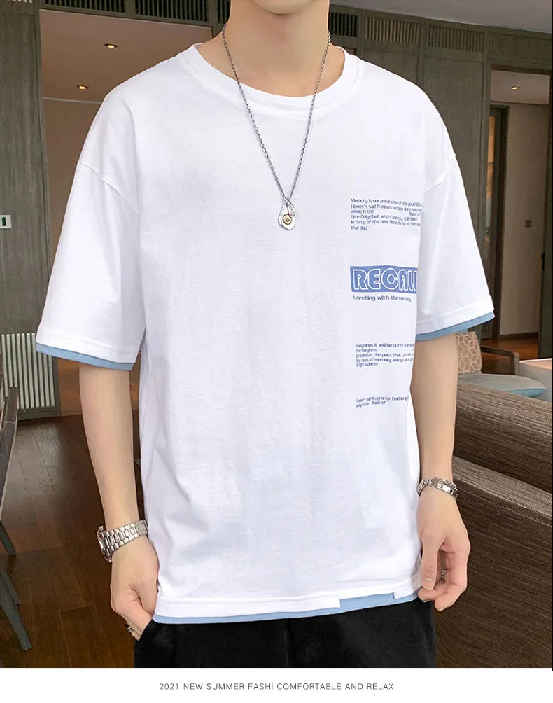 Short Sleeve T-Shirt Trendy Summer Half Sleeved Silk Tops Couple T-Shirt