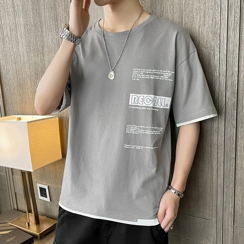 Short Sleeve T-Shirt Trendy Summer Half Sleeved Silk Tops Couple T-Shirt