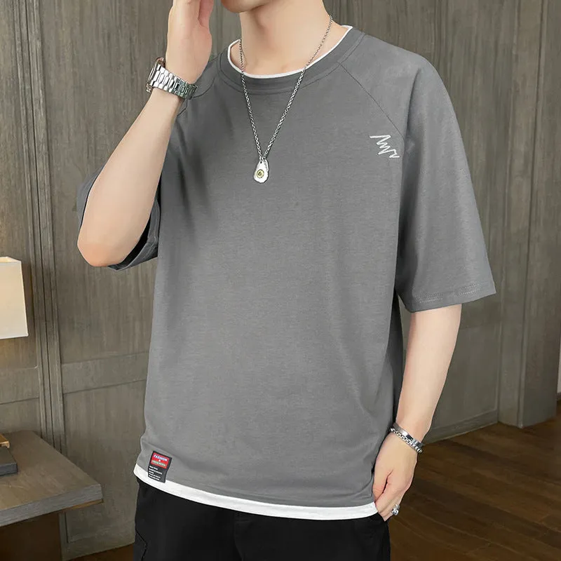 Short Sleeve T-Shirt Trendy Summer Half Sleeved Silk Tops Couple T-Shirt