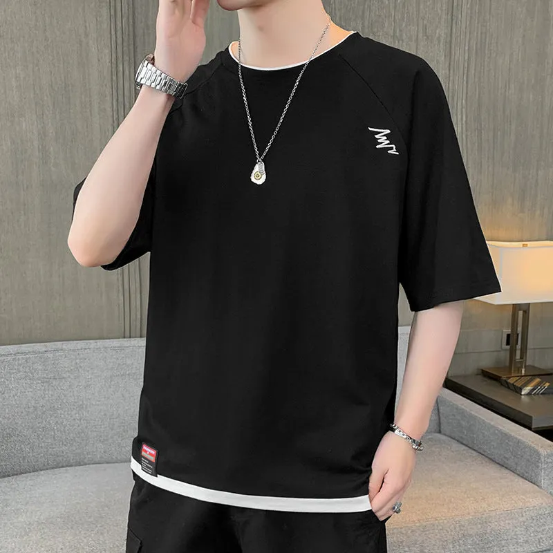 Short Sleeve T-Shirt Trendy Summer Half Sleeved Silk Tops Couple T-Shirt