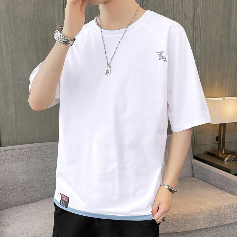 Short Sleeve T-Shirt Trendy Summer Half Sleeved Silk Tops Couple T-Shirt